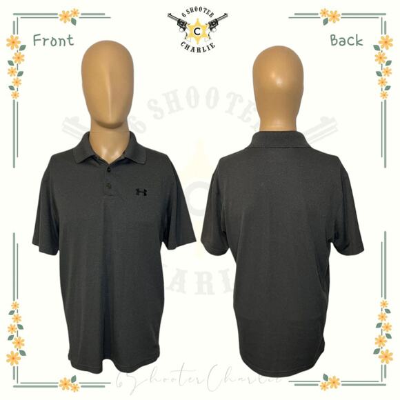 Men's Under Armour Short Sleeve Polo Shirt Loose Fit Heat Gear Gray Size Medium - Picture 1 of 6